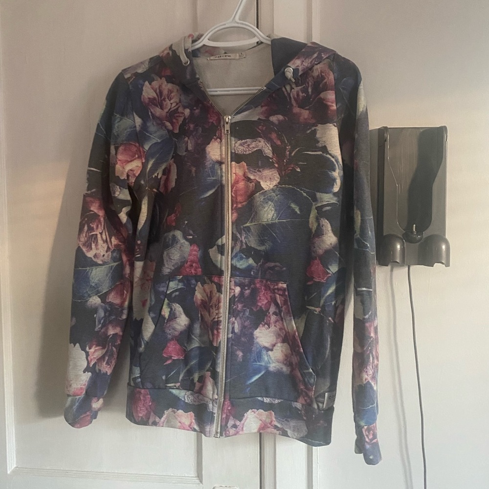 Obey zip floral hoodie
